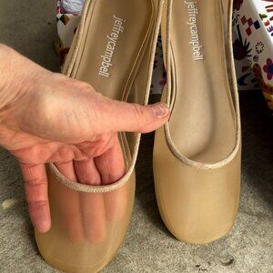 Jeffrey Campbell ballet flats in natural, sheer, mesh flats, beige, nude, size 7